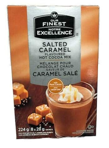 Our Finest, Salted Caramel, HOT Chocolate Cocoa Mix, 8 x 28g/1oz., Box, {Imported from Canada}