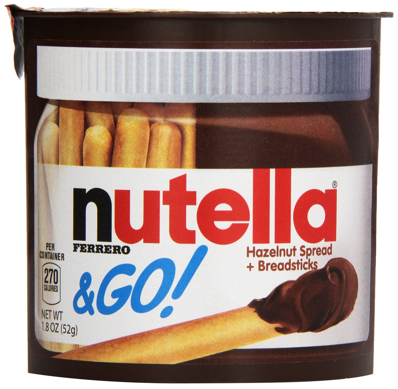 Nutella and Go Snack Packs, Chocolate Hazelnut Spread with Breadsticks, 24ct, 52g/1.8 oz per pack, {Imported from Canada}