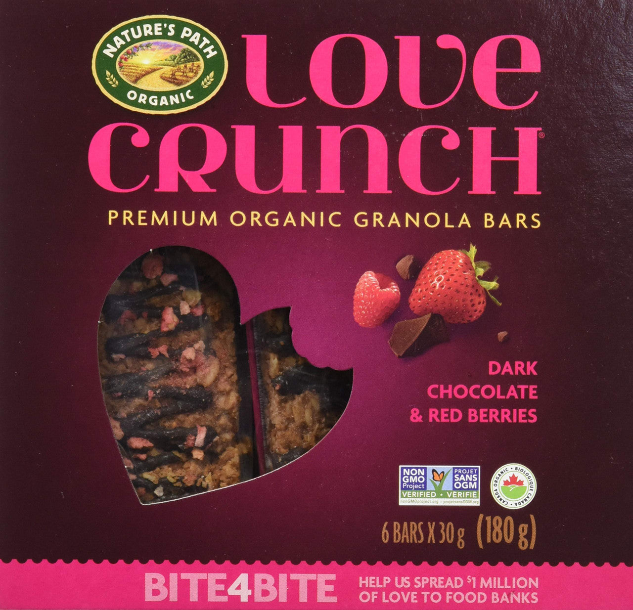 Nature's Path Organic Granola Bar - Love Crunch Red Berries and Dark Chocolate, 180g/6.3oz., {Imported from Canada}