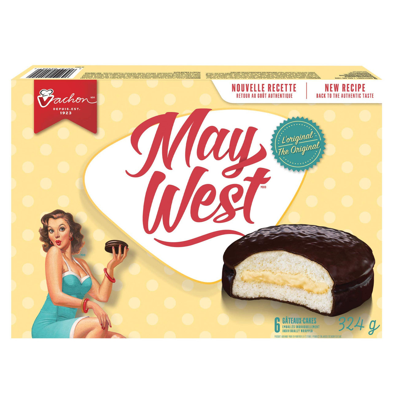Vachon May West White Sponge Cakes 1 Box, 324g/11.4oz., {Imported from Canada}