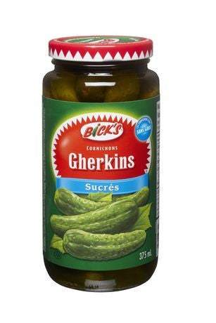 Bicks Jar of Sweet Pickles Gherkins, 375ml/12.7 fl.oz., {Imported from Canada}