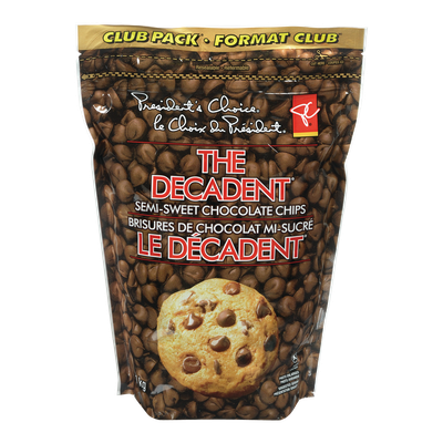 PC The Decadent Semi Sweet Chocolate Chips 1kg/2.2 lbs. (Imported from Canada)
