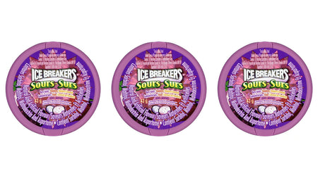 Ice Breakers Sours, Mints, Strawberry, Berry Splash, Cherry, 6ct, (Pack of 3) {Imported from Canada}