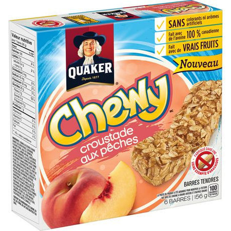 Quaker Chewy Peach Fruit Crumble Granola Bars, 6 Bars, 156g/5.5oz, (Imported from Canada)