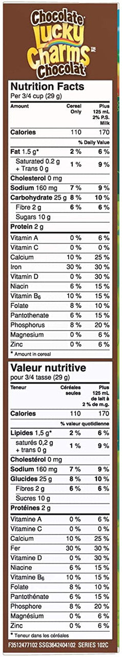 Lucky Charms, Chocolate Cereal, 340g/12oz., {Imported from Canada}