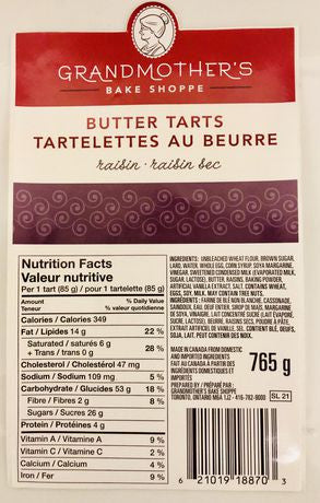 Grandmother's Bake Shoppe Raisin Butter Tarts, 765g/27oz., {Imported from Canada}