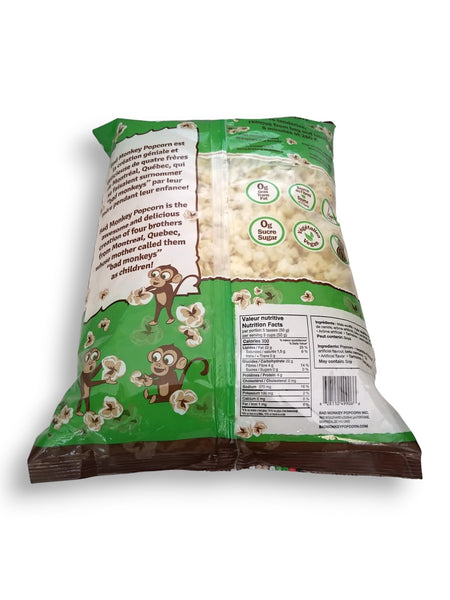 Bad Monkey L' Original Salt and Butter Popcorn, 300g, bottom of bag.