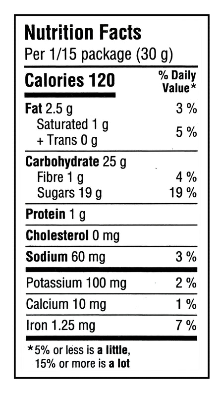 Betty Crocker Chocolate Gluten Free Brownie Mix, 454g/16 oz. - Nutrition Facts Label