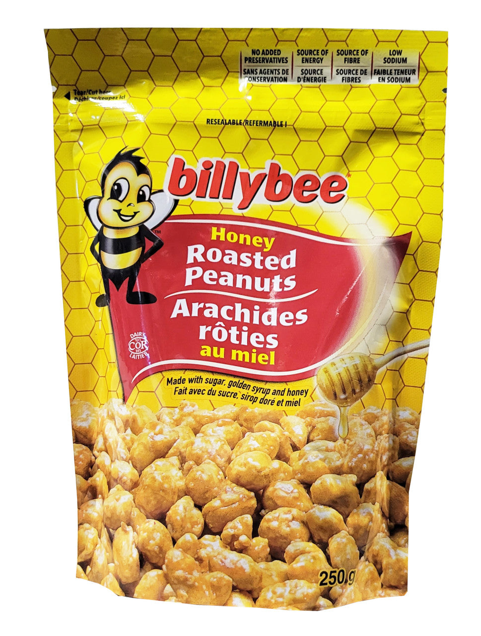 Billy Bee Honey Roasted Gourmet Peanuts, 250g/8.75 oz., Bag {Imported from Canada}
