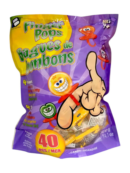 Brands Unlimited Fruit Flavored Finger Pops, 40 pieces, 400g/14.1 oz., Bag, front of bag