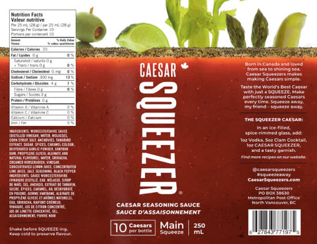 Caesar Squeezer Caesar Seasoning Sauce, Main Squeeze, 250mL/8.75 fl. oz., Bottle {Imported from Canada}