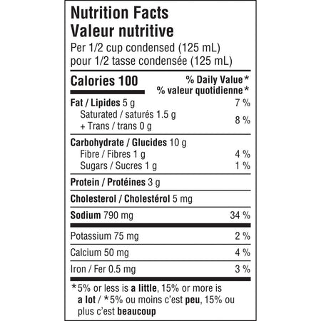 Campbell's Broccoli Cheese Soup, 284ml/9.6oz. Can Nutrition Facts