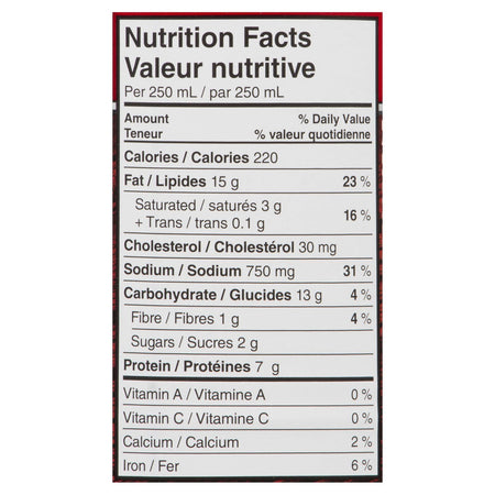 Campbell's Chunky, Creamy Chicken Noodle Soup, 540ml Can Nutritional Facts Label