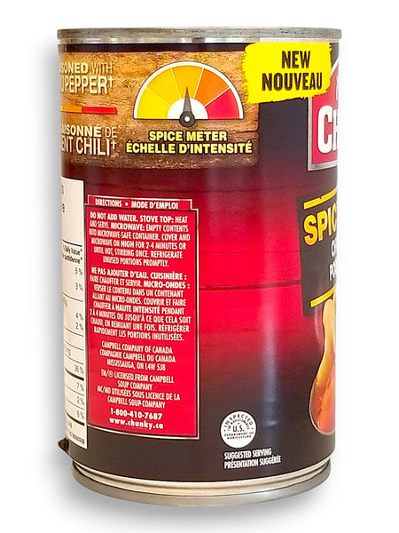 Campbell's Chunky Spicy Chicken Noodle Soup, 515ml, side of tin.
