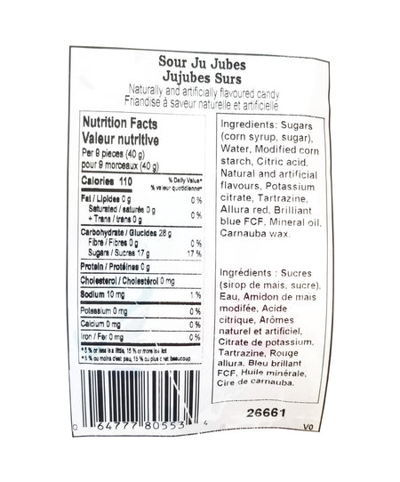 Canada Candy, Sour Ju Jubes Gummies, 2.5kg/5.5lbs, {Imported from Canada}