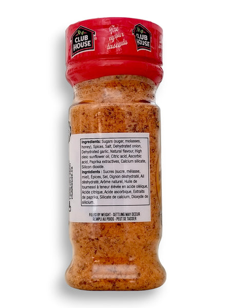 Club House Hot & Honey Seasoning, 170g/6 oz., Shaker, side of shaker.