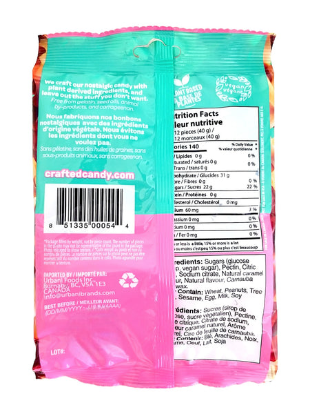 Crafted Candy Cola Gummies 100g, back of bag.