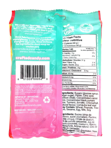 Crafted Candy Gummy Bears Candy 100g, back of bag.
