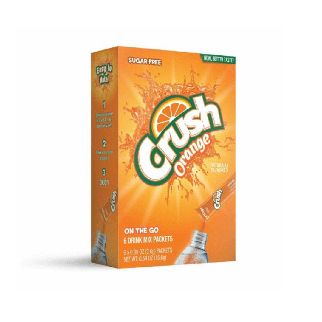 Crush Orange Sugar Free Drink Mix, 6 packets, 15g/0.5 oz. Box {Imported from Canada}
