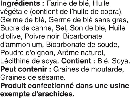 Dare Breton Cracked Pepper & Olive Oil Crackers, 200g/7 oz. Box Ingredients in French