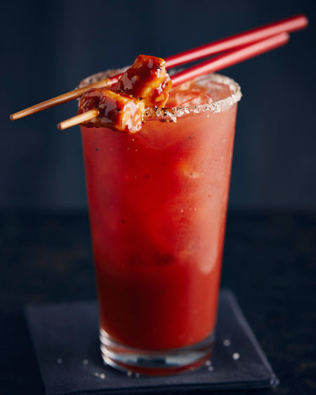 Mott's Clamato Juice, Extra Spicy, 945ml/32 oz. Bottle, picture of coctail.