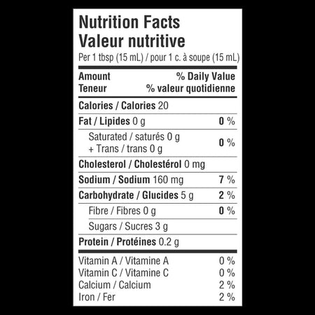 HP Sauce - Original 400ml/13.5 oz. Bottle Nutrition Facts