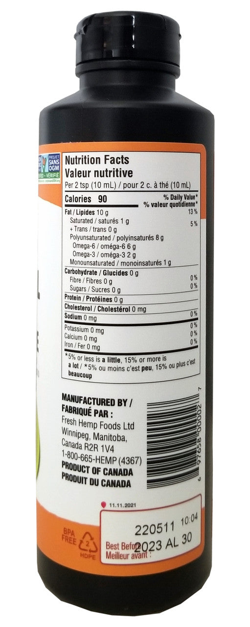 Manitoba Harvest Certified Organic Hemp Oil, 355ml/12.4 fl. oz., Bottle (Imported from Canada)
