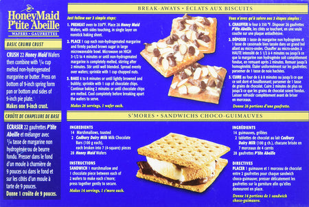 Honey Maid Graham Wafers, 400g/14.1 oz Box Back Side