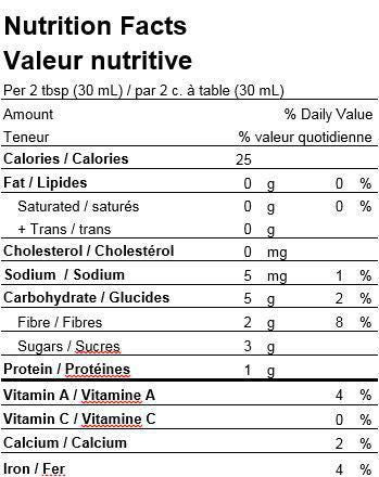 Hunt's Original Tomato Paste 156ml/5.5 fl. oz. Nutrition Facts Label