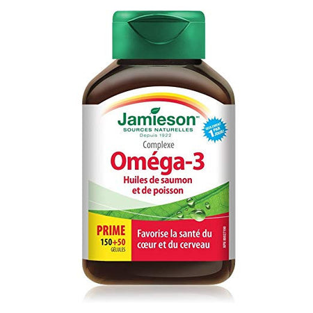 Jamieson Salmon & Fish Oils Omega-3 Complex 200ct Bottle 1,000 mg Bottle