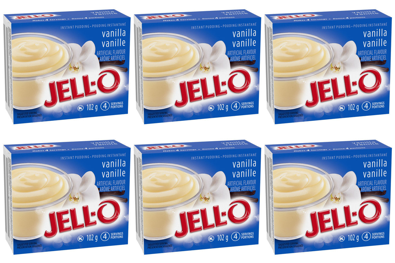 Jello Vanilla Instant Pudding, 102g/3.6oz., X 6 pkg, {Imported from Canada}