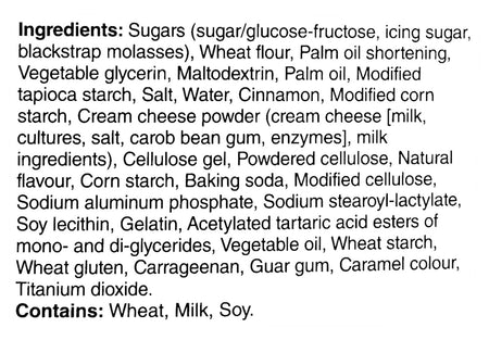 Kellogg's Pop-Tarts Bites, Frosted Cinnamon Roll, 10 pouches, 400g, ingredients label.
