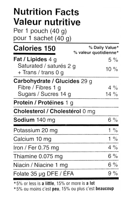 Kellogg's Pop-Tarts Bites, Frosted Cinnamon Roll, 10 pouches, 400g, nutrition label.