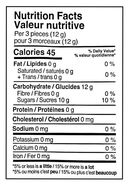 Kerr's Spearmint Scotch Mints, 200g/7.05 oz. - Nutrition Facts Label
