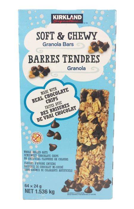 Kirkland Soft & Chewy Granola Bars, 64 Bars x 24g each, 1.5kg/3.4 lb Box, {Imported from Canada}
