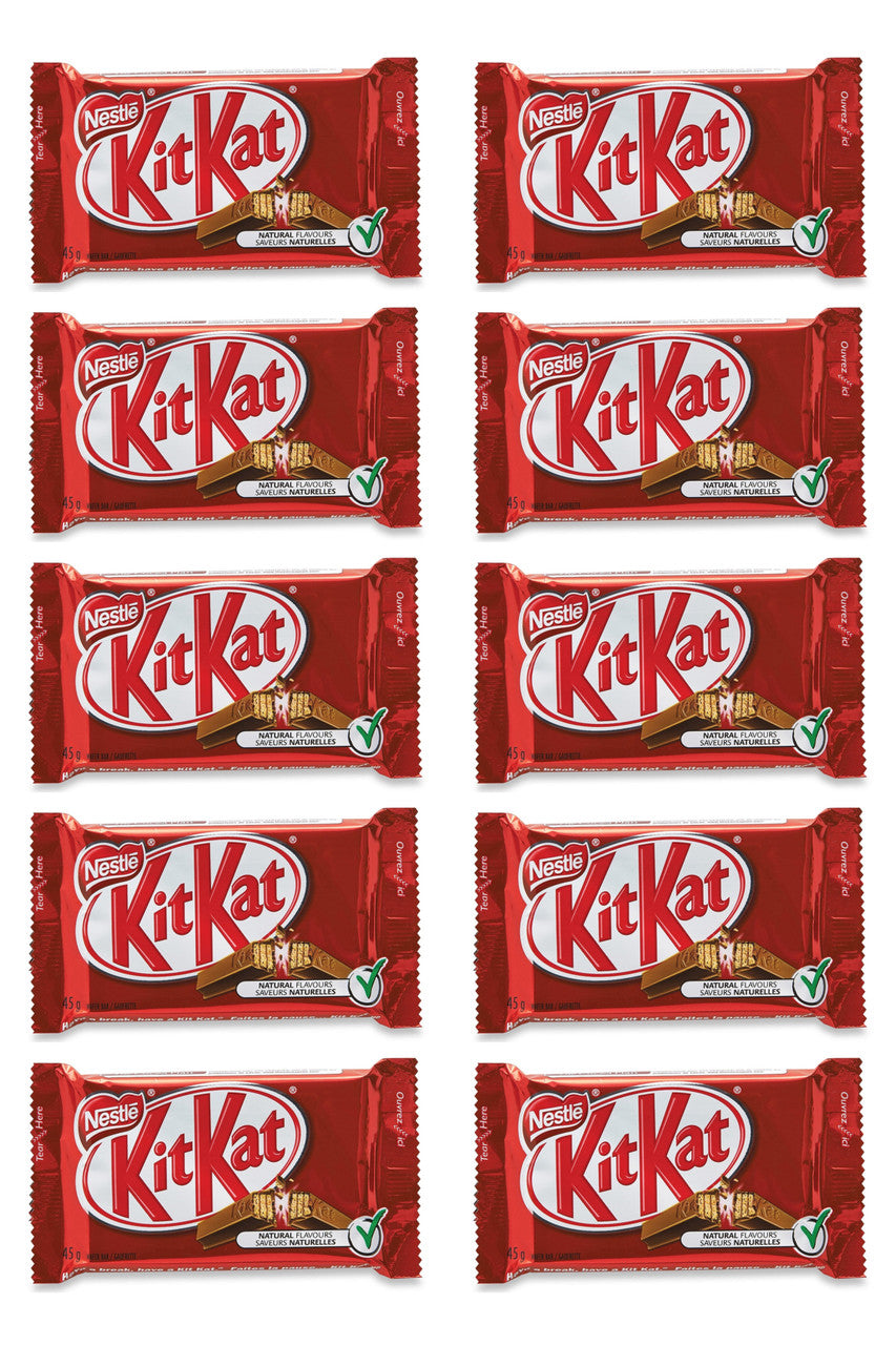 KIT KAT Chocolate Candy Bars (Lot of 10) 45g Each {Imported from Canada}