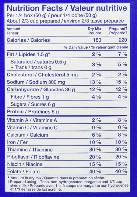 Kraft Dinner White Cheddar Macaroni & Cheese, 200g/7oz Nutrition Facts Label
