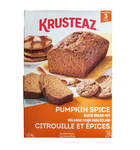 Krusteaz Pumpkin Spice Quick Bread Mix – 3 Bags per Box (1.27kg/2.8 lb)