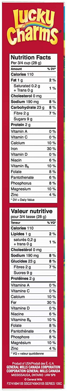 LUCKY CHARMS Cereal, 300g/10.6 oz., Box Left Side