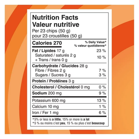 Lay's Hot 'n' Sweet Chilli Chips, 165g/5.8 oz. Bag Nutrition Facts