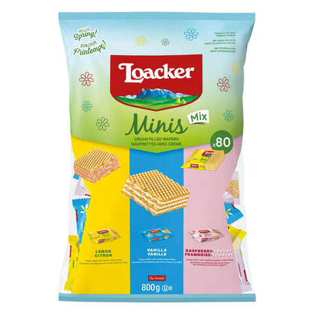 Loacker Cream Filled Wafer Minis Mix, 80pc, 800g/1.8 lb - Front