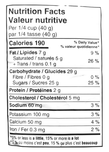 M&M's Caramel Candies nutrition facts label