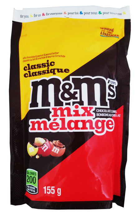 M&M's Classic Mix Pack, Milk Chocolate, Peanut Butter, Peanuts Center, 155g/5.5 oz. - Front