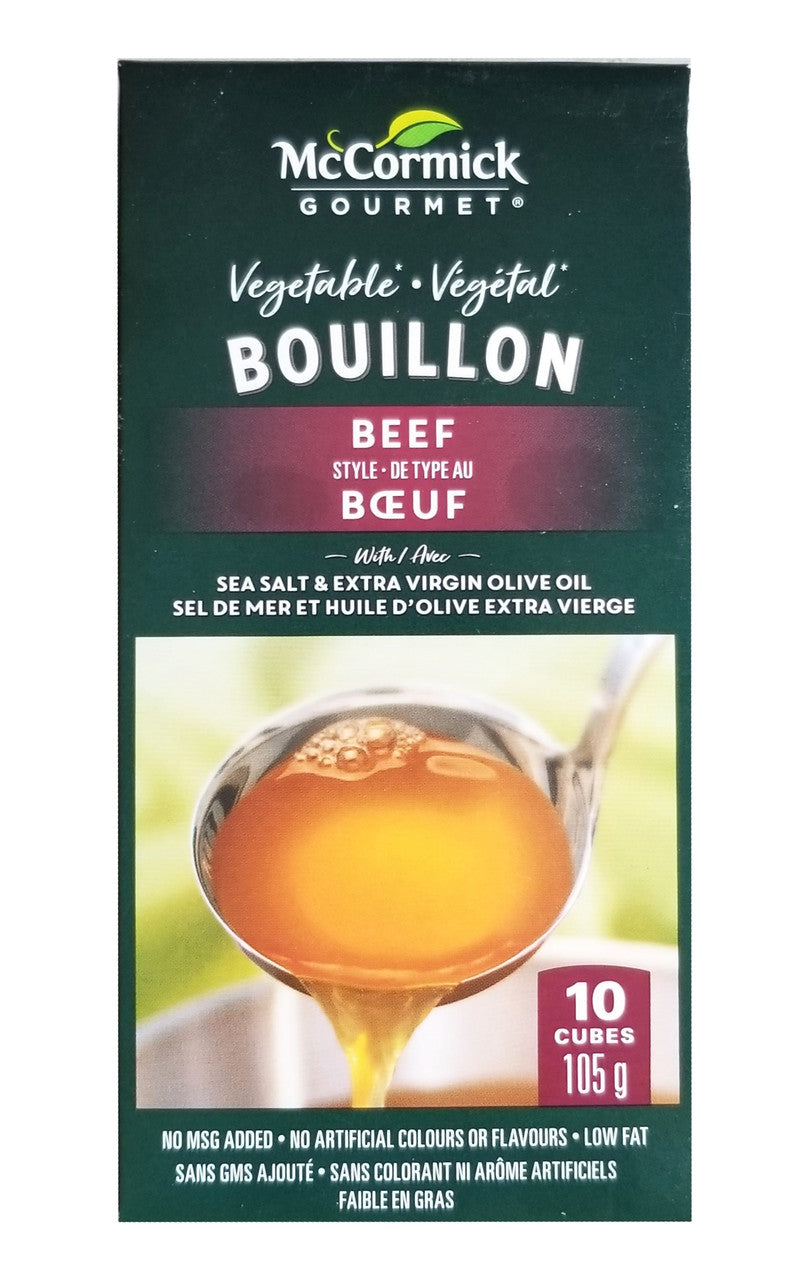 McCormick Gourmet All-Vegetable Bouillon Cubes, 10 Cubes, Beef Style Flavor, 105g/3.7 oz., Box {Imported from Canada}
