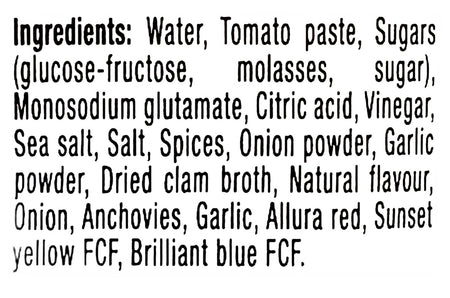 Mott's Clamato Juice, Extra Spicy, 945ml/32 oz. Bottle, ingredients label.