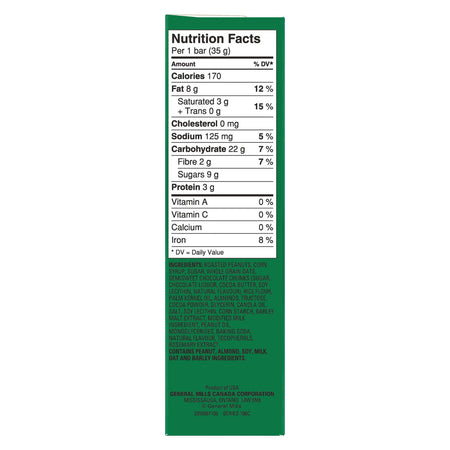 Nature Valley Sweet & Salty Dark Chocolate Nut Granola Bars, 6 Count, 210g/7.4 oz Nutrition label