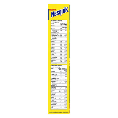 Nesquik Chocolatey Cereal, 600g/21.2 oz., Box Right Side