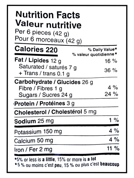 Nestle Coffee Crisp Easter Hide Me Milk Chocolate Eggs 150g/5.3oz. - Nutrition Facts Label
