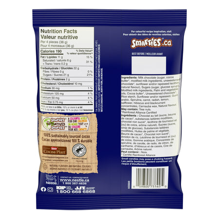 Nestle Smarties Hide Me Eggs 153g/5.4oz Bag Back Side