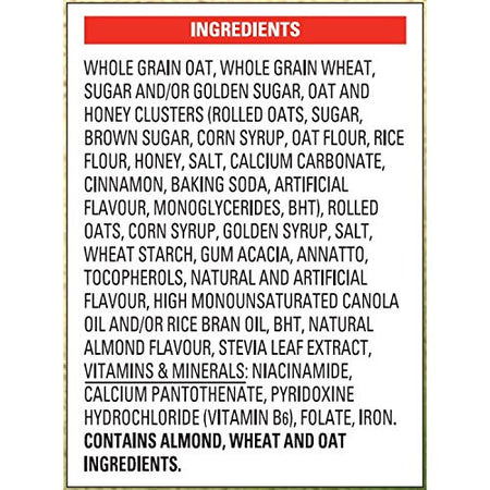 Oatmeal Crisp Maple Nut Flavour, Cereal, 460g/16oz Ingredients